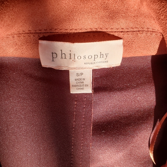 Philosophy Women's S Faux Leather Suede Texture Coat - Picture 3 of 7